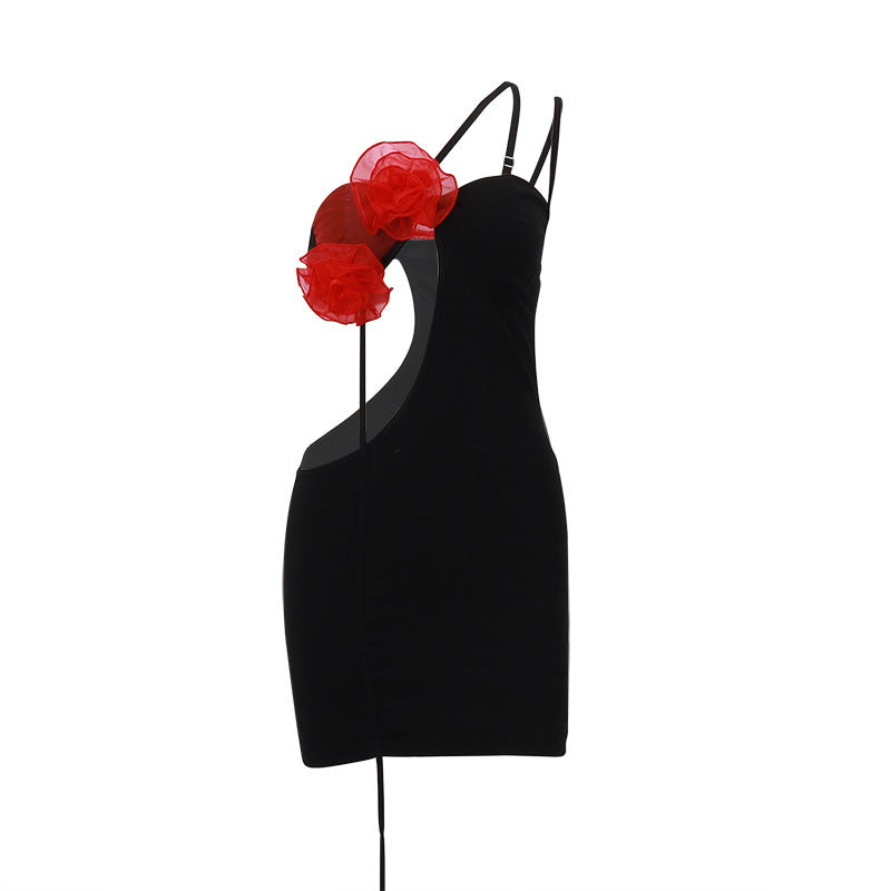 Off-shoulder Pure Design Sense Slim Hollow Hip Dress For Women