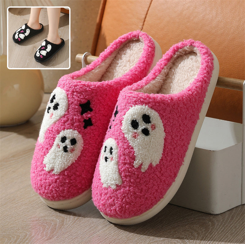Cartoon Ghost Cotton Slippers For Women Indoor Non-slip Bedroom Floor Slipper Winter House Shoes