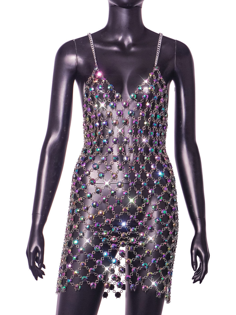 Gem Stitched Backless Dress Women