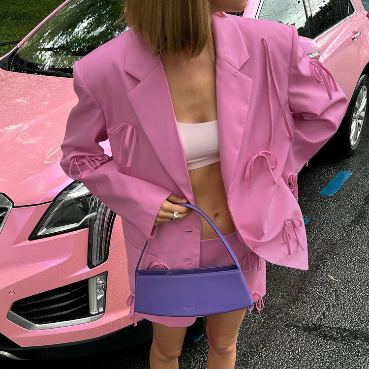 All Season Women's Bow Loose-fitting Casual Suit Coat