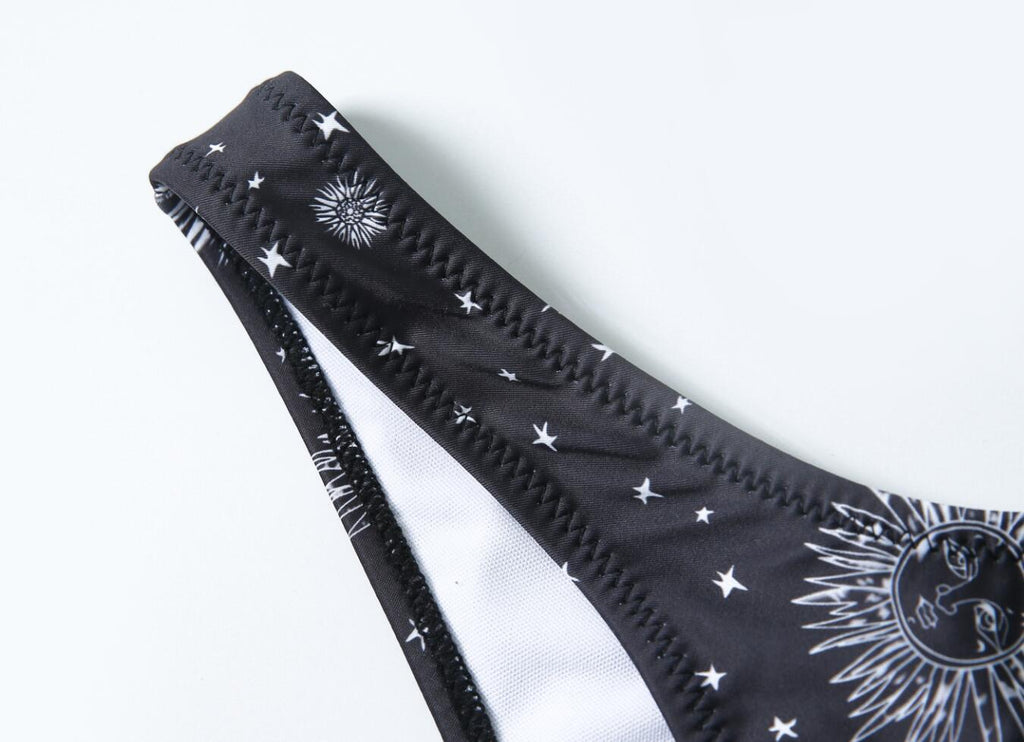 Print Bikini Split Tube Top Swimsuit