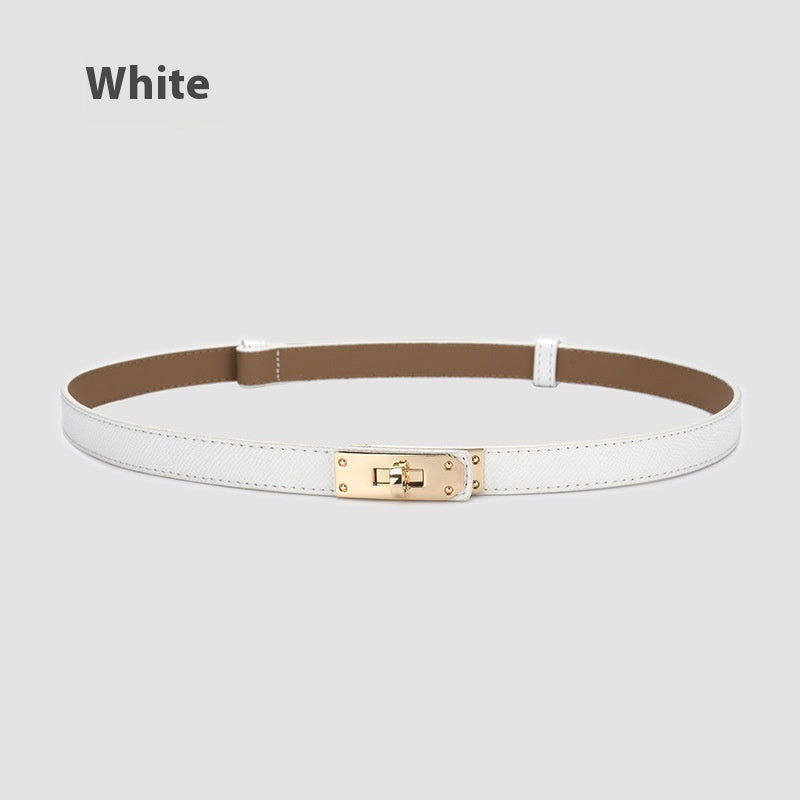 Retro Waist Decorations Women's Leather Thin Belt