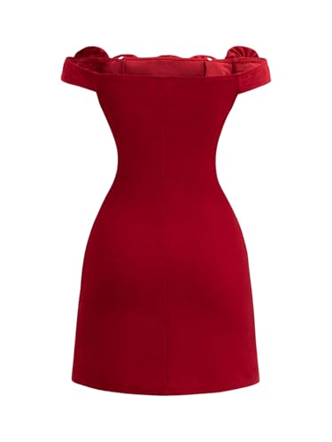 Women's Mini Dress Floral Appliques Off The Shoulder Bodycon Cocktail Party Dresses