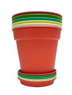 Home Garden Pots 4pk - Flowers, Herbs, Plants, Indoor, Outdoor, Colorful, 13cm Diameter (5in))