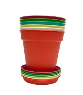 Home Garden Pots 4pk - Flowers, Herbs, Plants, Indoor, Outdoor, Colorful, 13cm Diameter (5in))