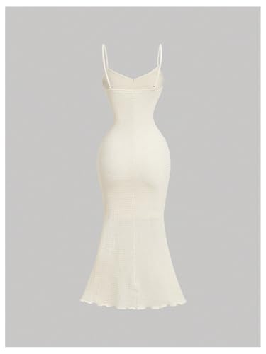 Women's Summer Rose Cami Midi Floral Appliques V Neck Spaghetti Strap Bodycon Dress