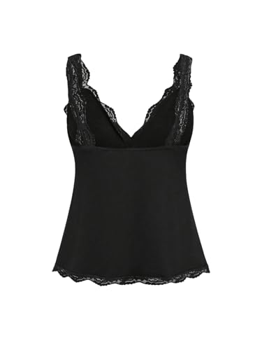 Women's Coquette Tank Tops Y2K Lace Trim Crop Top Bowknot Deep V Neck Sleeveless Camisole Blouse