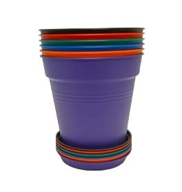 Home Garden Pots 4pk - Flowers, Herbs, Plants, Indoor, Outdoor, Colorful, 13cm Diameter (5in))