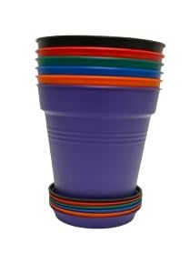 Home Garden Pots 4pk - Flowers, Herbs, Plants, Indoor, Outdoor, Colorful, 13cm Diameter (5in))