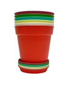 Home Garden Pots 4pk - Flowers, Herbs, Plants, Indoor, Outdoor, Colorful, 13cm Diameter (5in))