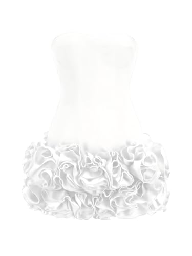 Layered Ruffle Edge Cocktail Party Dresses Sexy Strapless Homecoming Dresses Off Shoulder Satin Bodycon Mini Dresses