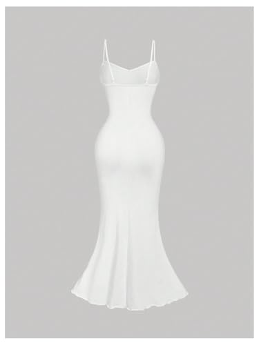 Women's Summer Rose Cami Midi Floral Appliques V Neck Spaghetti Strap Bodycon Dress