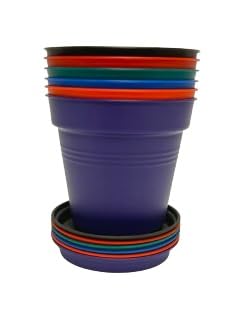 Home Garden Pots 4pk - Flowers, Herbs, Plants, Indoor, Outdoor, Colorful, 13cm Diameter (5in))