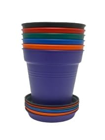 Home Garden Pots 4pk - Flowers, Herbs, Plants, Indoor, Outdoor, Colorful, 13cm Diameter (5in))