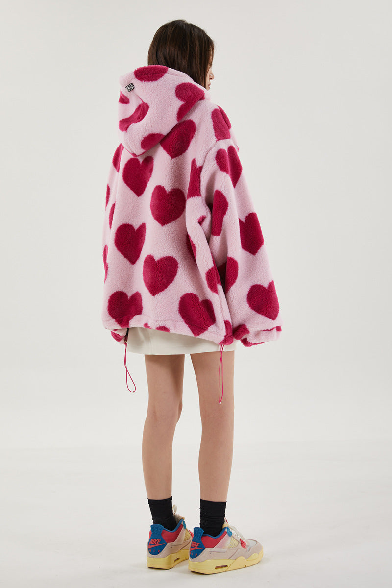 Heart Print Cotton Coat