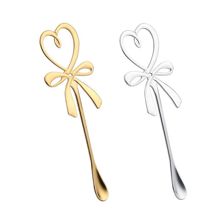 Gold-plated Silver Love Bow Stainless Steel Spoon