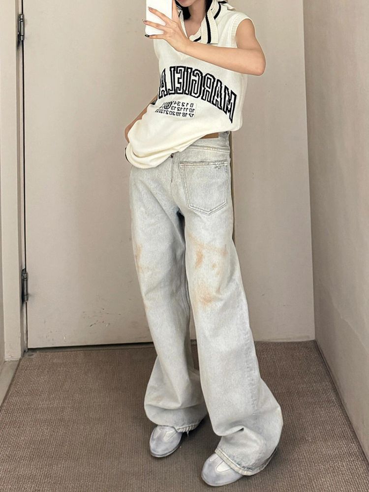 Retro Stitching Jeans For Women