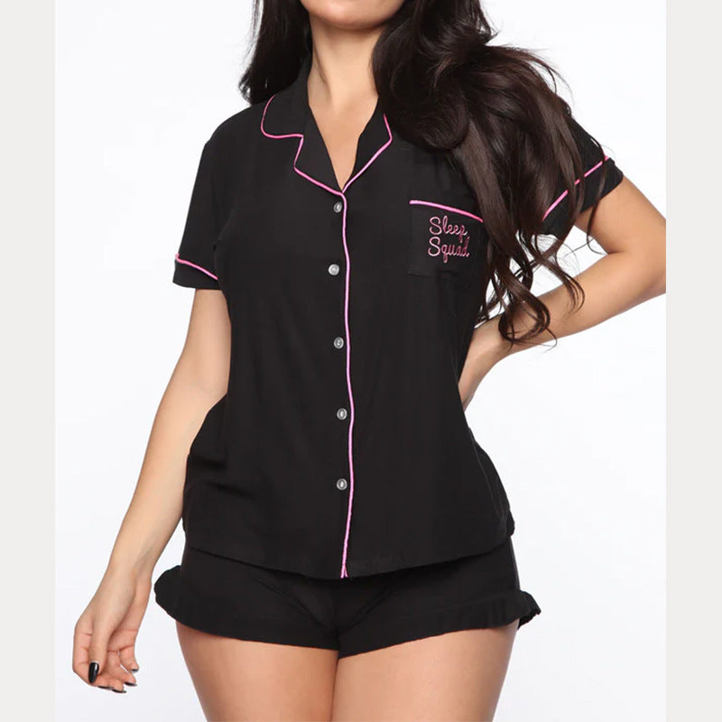 Women's Comfortable Pajamas Short-sleeved Pocket Letters