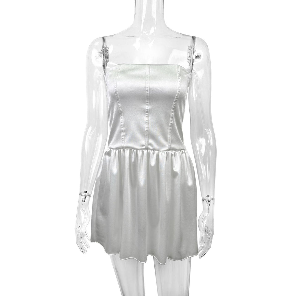 Slim Fit Satin Tube Top Bud Dress