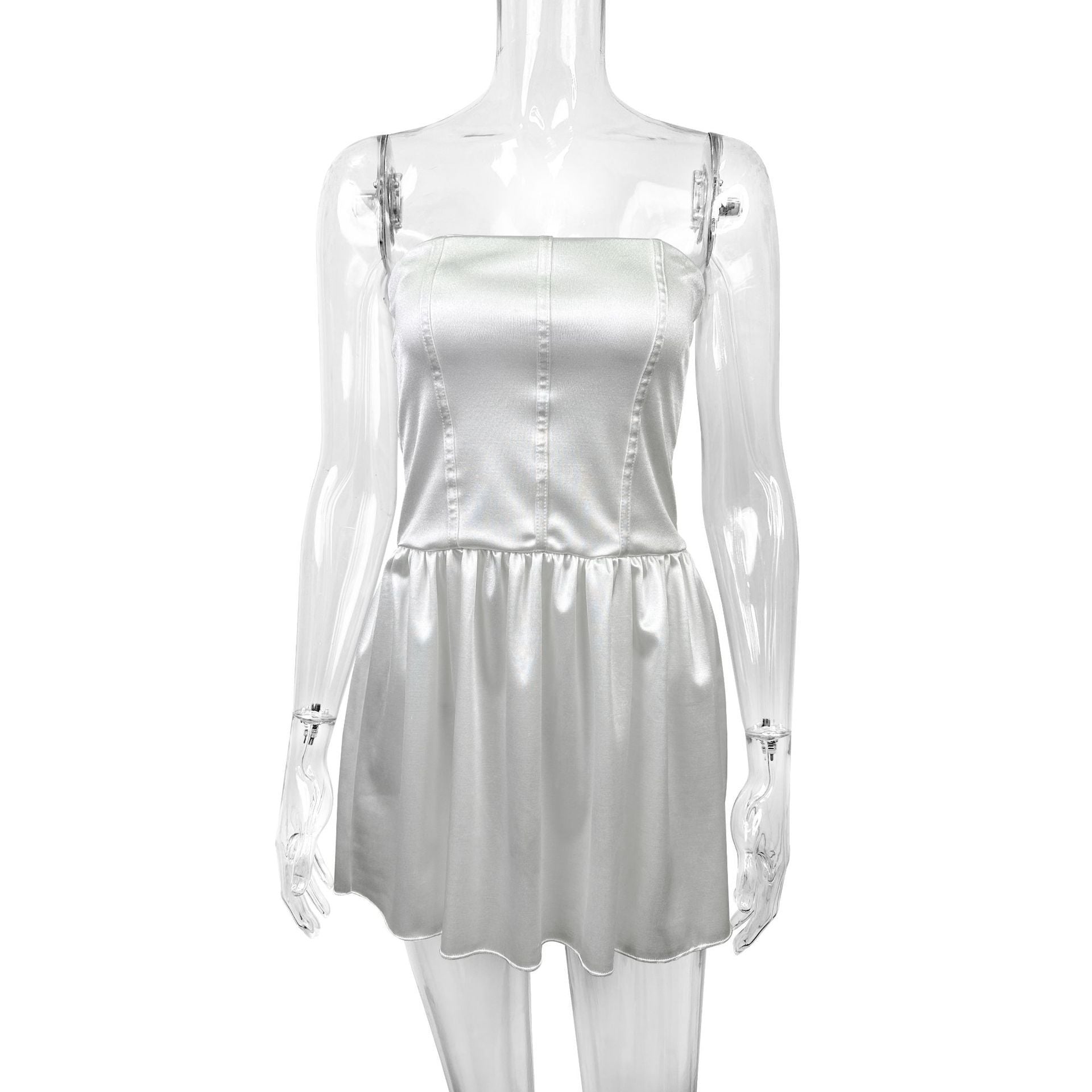 Slim Fit Satin Tube Top Bud Dress