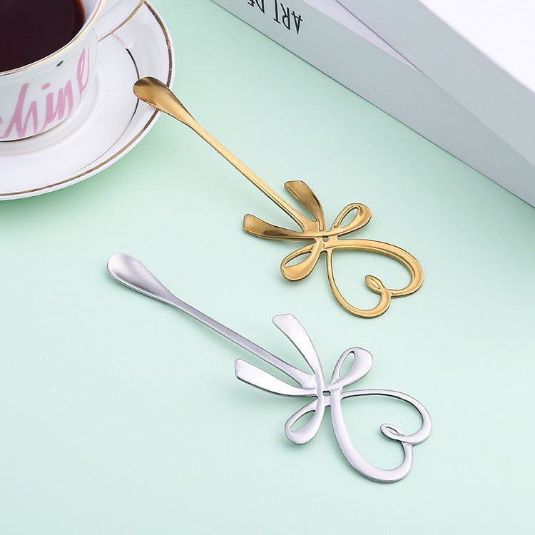 Gold-plated Silver Love Bow Stainless Steel Spoon