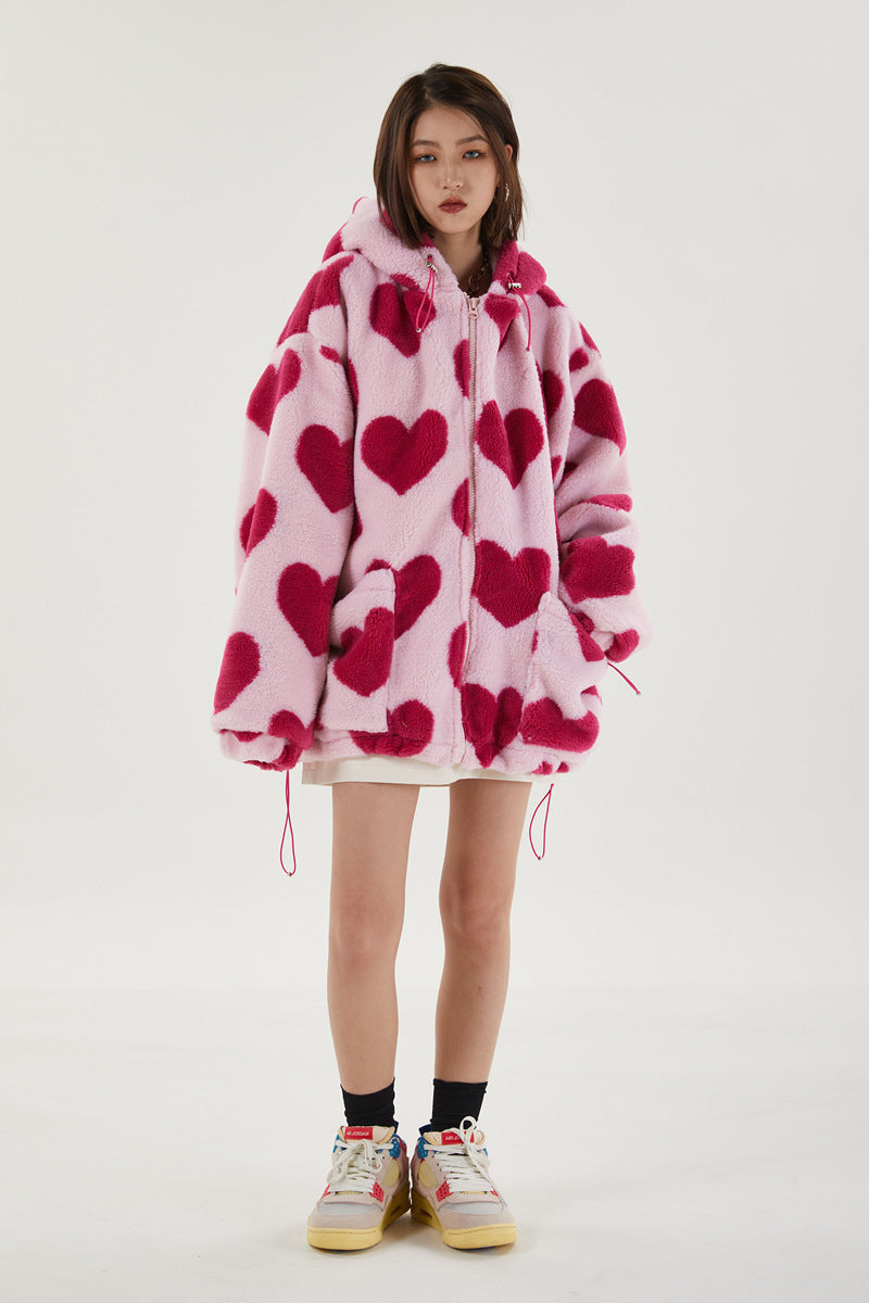Heart Print Cotton Coat