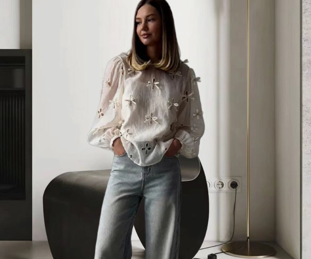 Women's Sling Shirt Hollow Bow Shirt