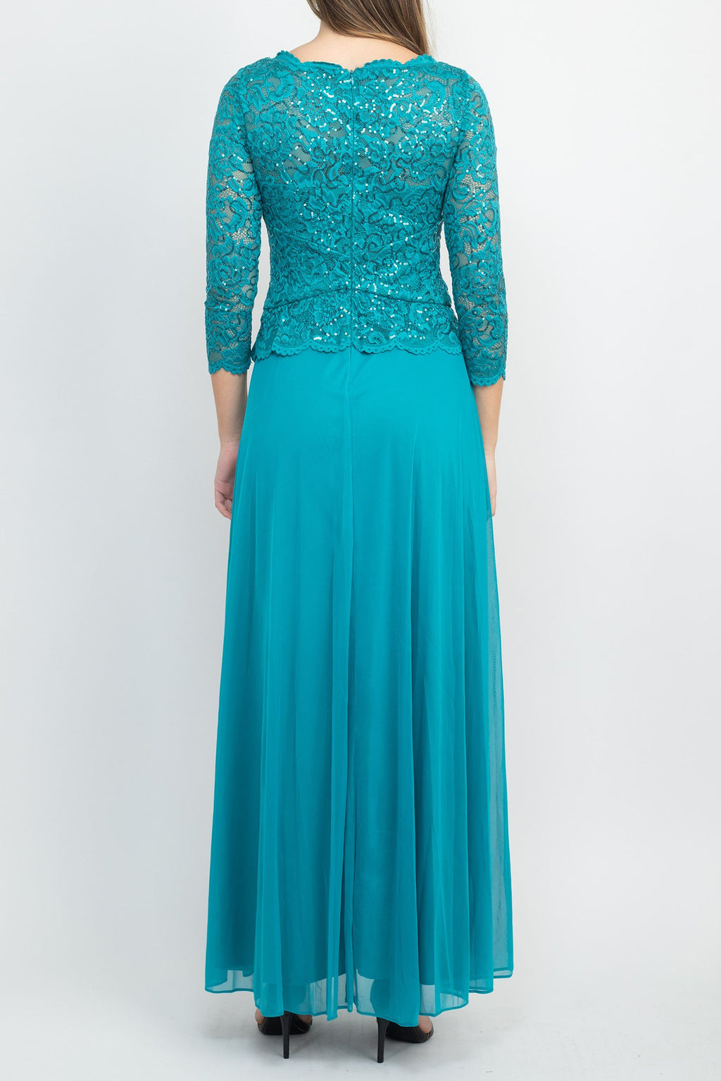 Marina  Long Sleeve Sequin A Line Chiffon Dress