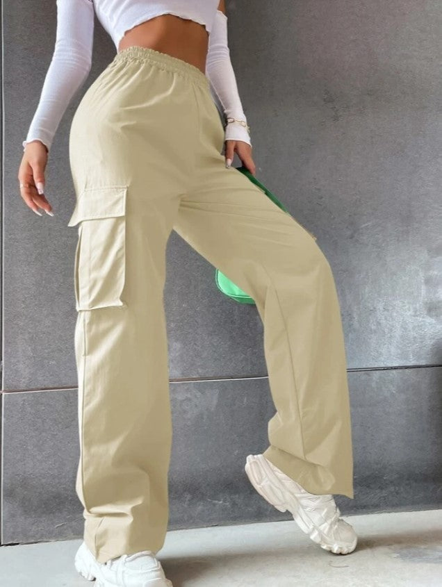 Women's Workwear Casual Pants With High Waist Wide Legs Straight Leg Breathable Retro Sports Pants