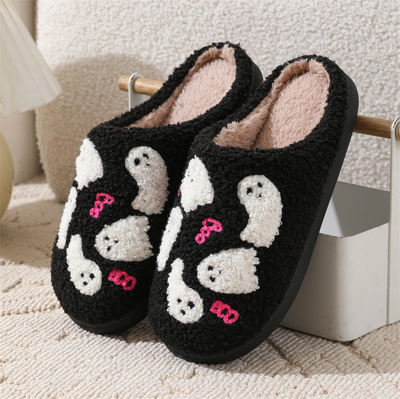 Cartoon Ghost Cotton Slippers For Women Indoor Non-slip Bedroom Floor Slipper Winter House Shoes