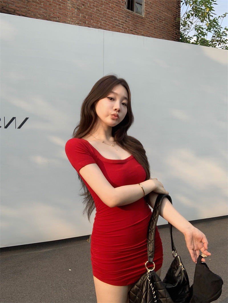 Summer Square Mouth Collar Small Man Pure Desire Style Dress