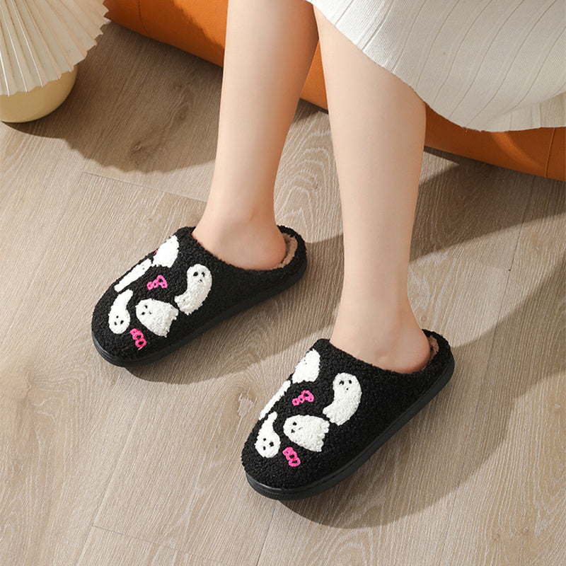 Cartoon Ghost Cotton Slippers For Women Indoor Non-slip Bedroom Floor Slipper Winter House Shoes