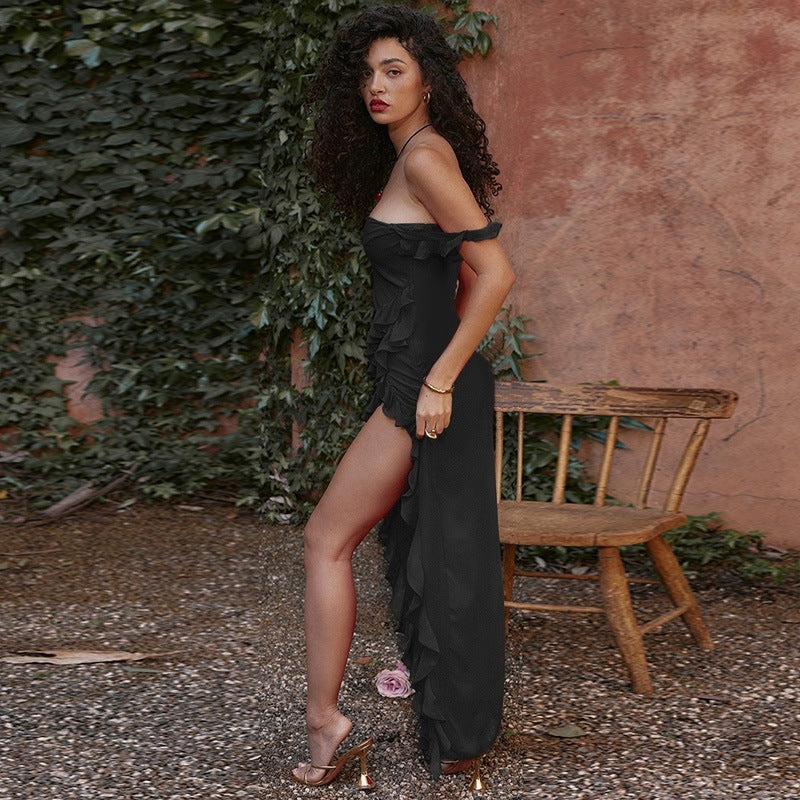 Female Fashionable Stringy Selvedge Stitching Dress