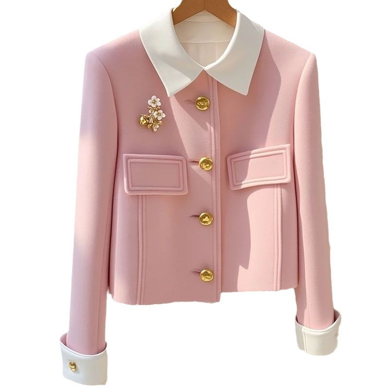 Color Thick Wool Fashionable Jacket Women's Autumn Small