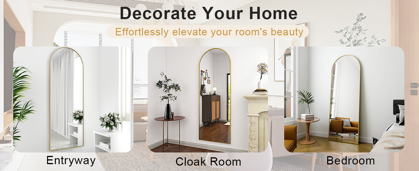 Full Length Arched Mirror-Aluminum Alloy Frame High Definition-Full Body Mirror for Bedroom or Living Room