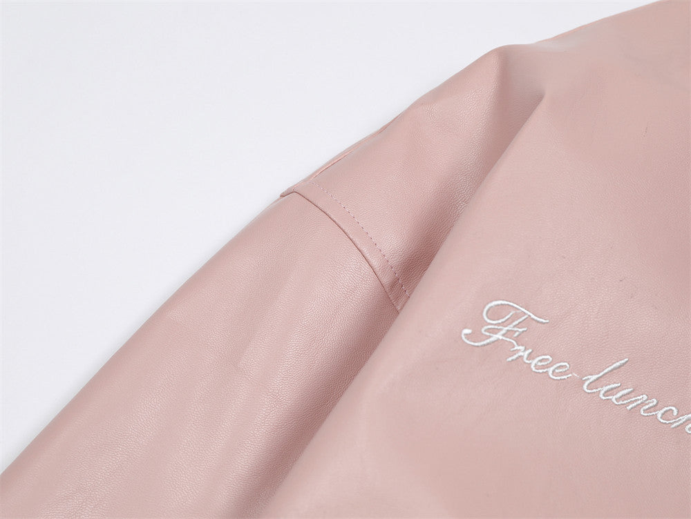 Bow Tie Loose Motorcycle Clothing Leather Coat