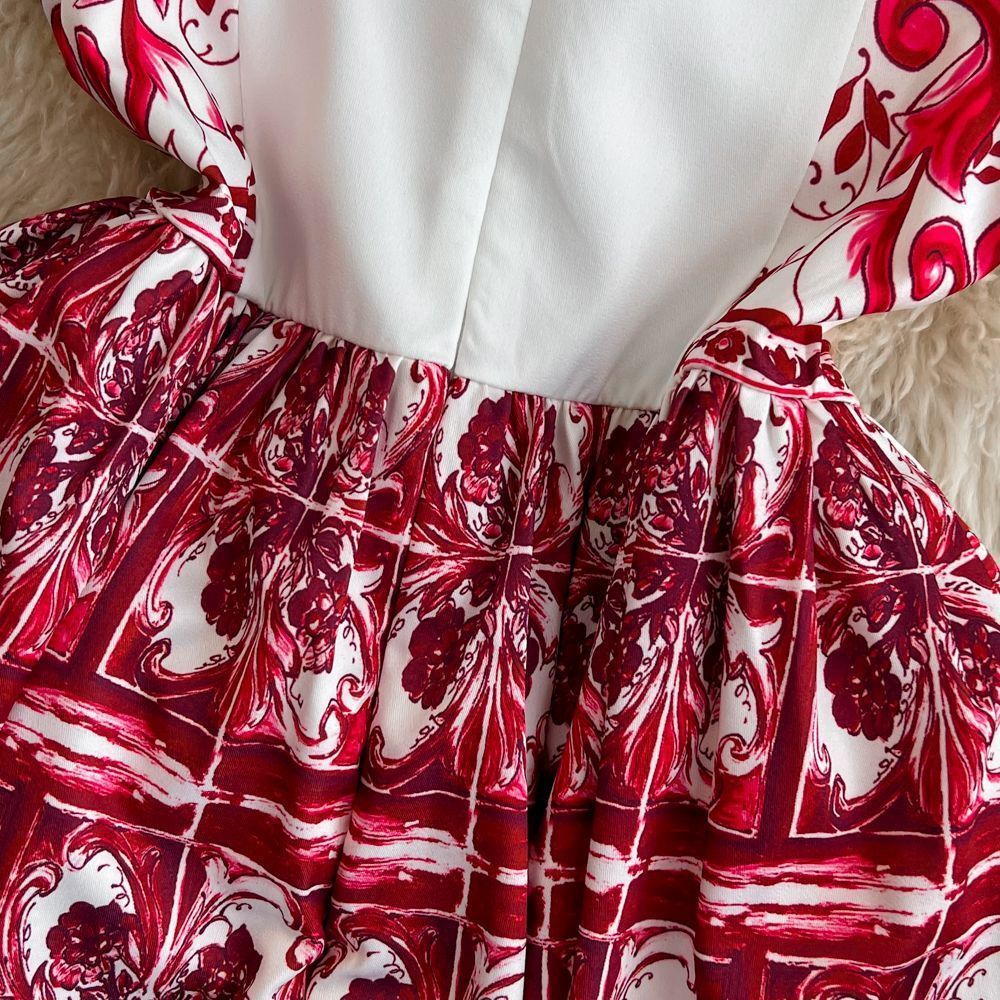 Retro Printing Slip Dress Women