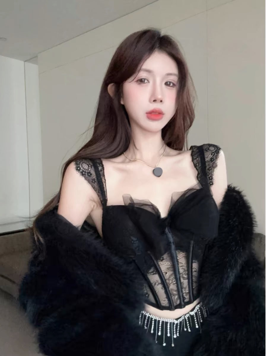 Mesh Bow Lace Camisole For Women
