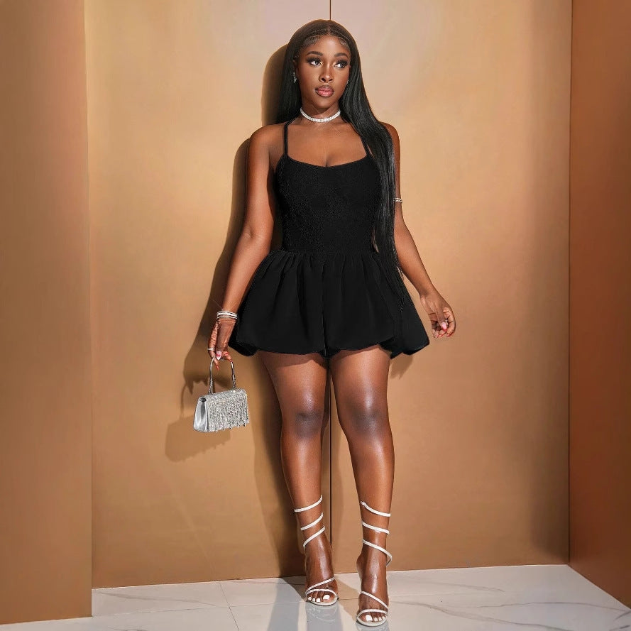 Female Bandeau One-shoulder Sexy Suspenders Fashion Dress