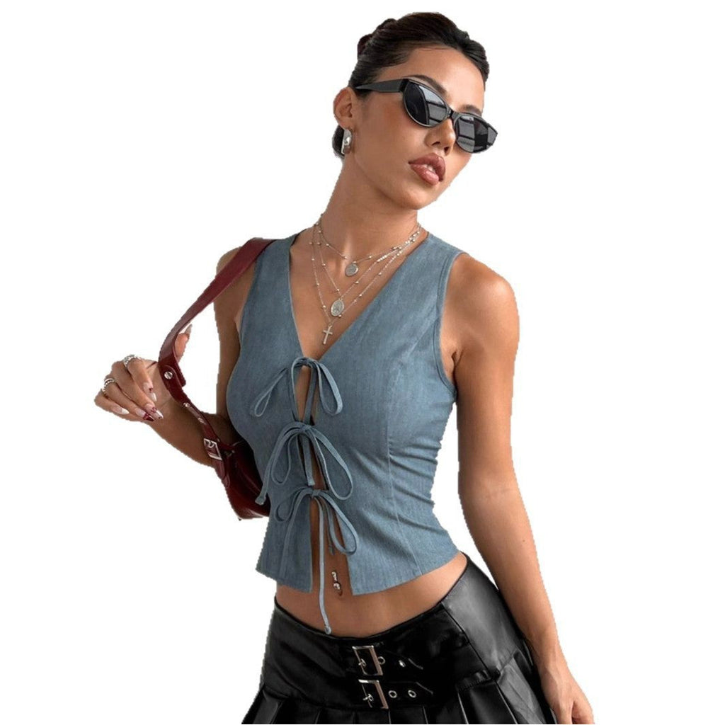 Women's Lace Up Slim Fit Top