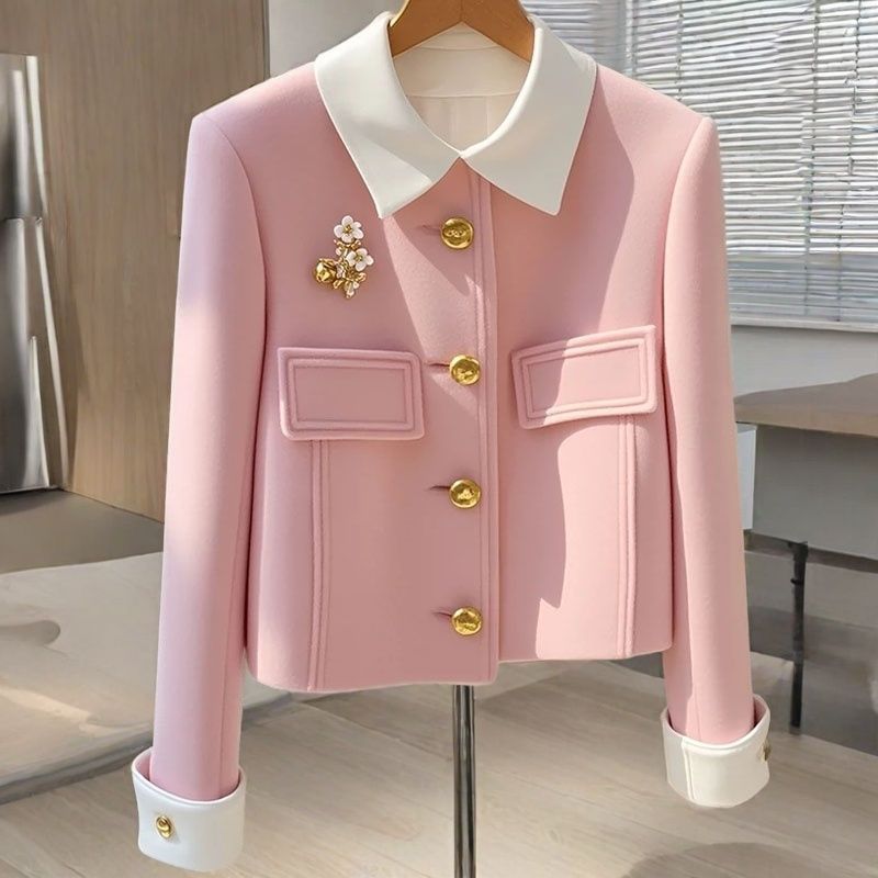 Color Thick Wool Fashionable Jacket Women's Autumn Small