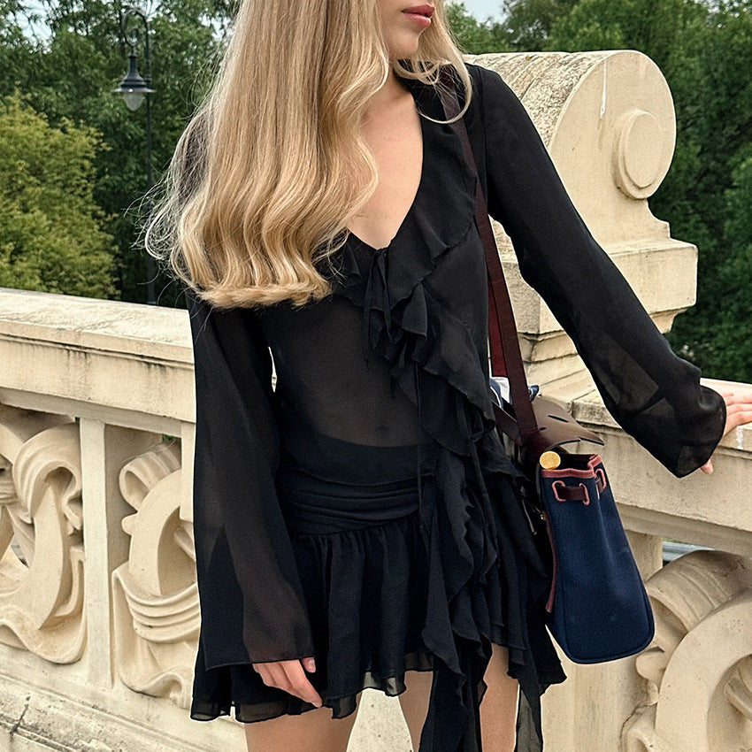 Holiday Design Sense Fashion Ruffles Suit