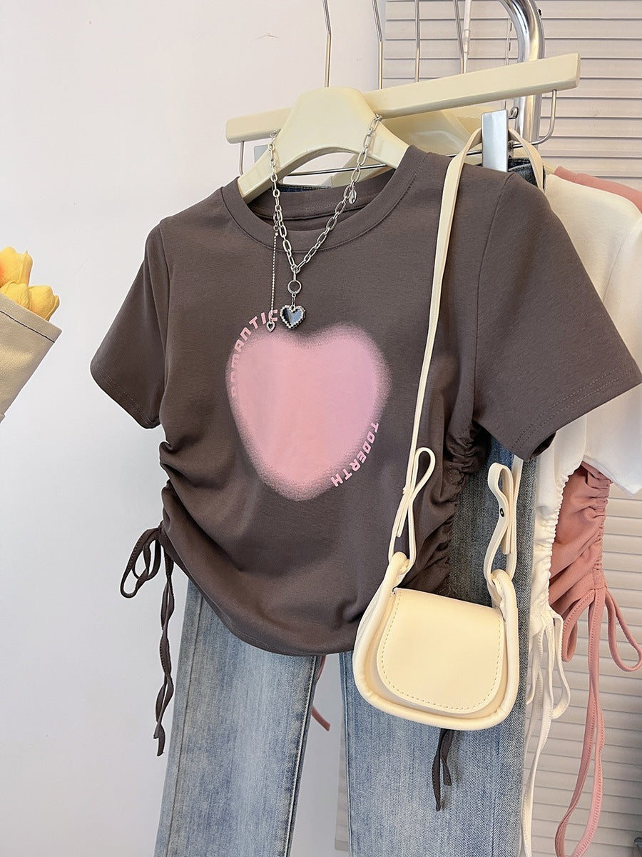 Print O-neck Short Casual Top