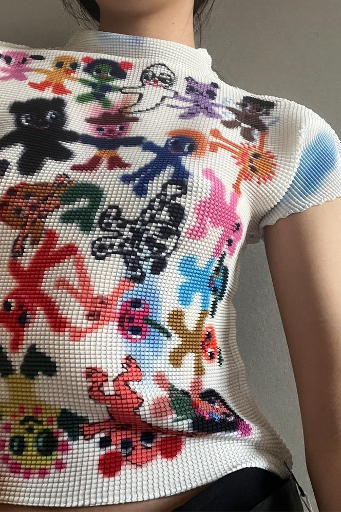 Y2k Aesthetic Cropped Tops Women Short Sleeve