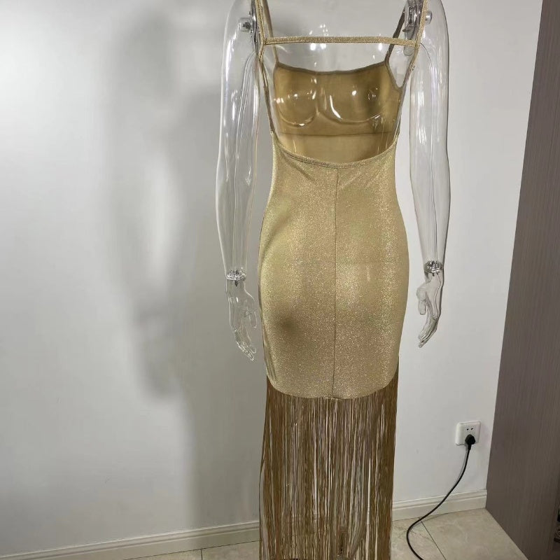 New Shiny Tassel Sling Dress
