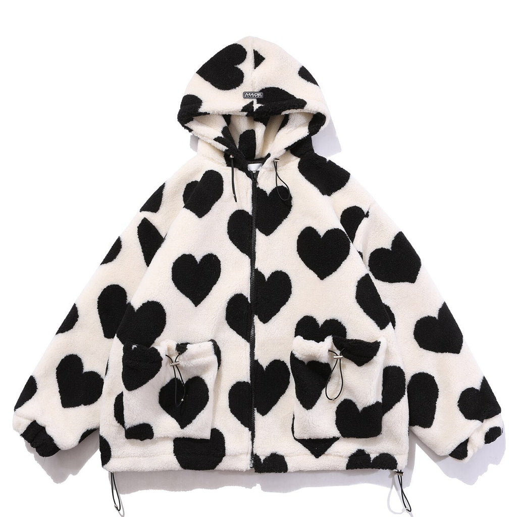 Heart Print Cotton Coat