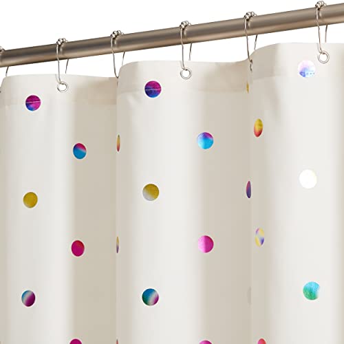 Fabric Shower Curtains with 12 Hooks for Bathroom Metallic Polka Dot Curtains Waterproof Shower Curtains with Grommet for Washable Shower Curtain Sets