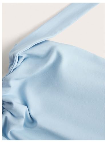 Women's Bubble Mini Dress Halter Backless Ruched Y2K Short Sundress with Built-in Shorts