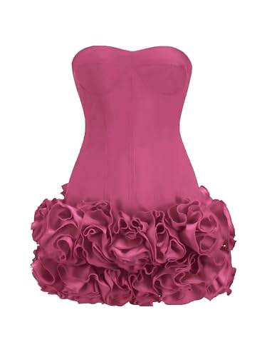 Layered Ruffle Edge Cocktail Party Dresses Sexy Strapless Homecoming Dresses Off Shoulder Satin Bodycon Mini Dresses