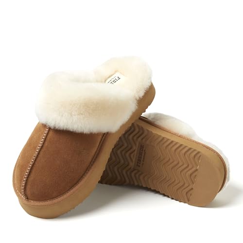 Women's Fireside Melton Genuine Shearling Shearling Platform Slippers Scuff